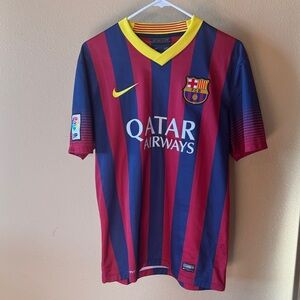 Nike Red and Blue Striped Soccer Jersey